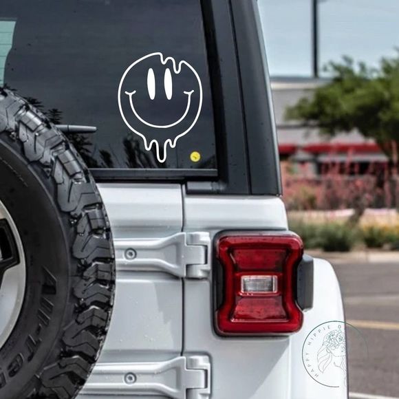 Melting Smiley Face Vinyl Decal - Picture 1 of 5